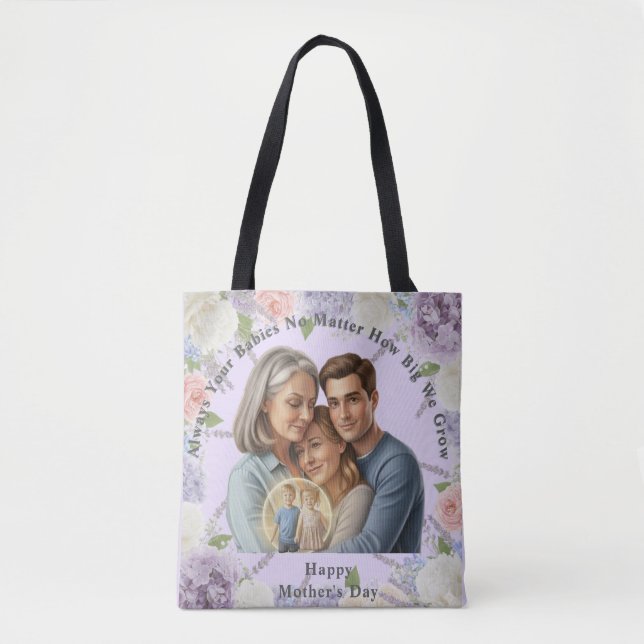 Tote Bag Custom Mother's day photo Always your babies (Devant)