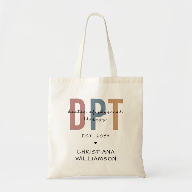 Tote Bag Custom Name DPT Doctor of Physical Therapy (Devant)