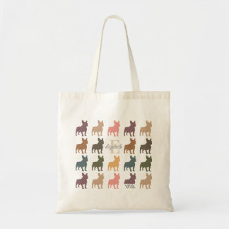 Tote Bag Custom Name Initial French Bulldog Retro Floral