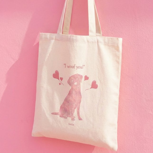 Tote Bag Custom Name Pink Labrador Dog Mom Mother's Day (Créateur téléchargé)