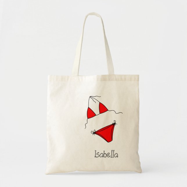 Tote Bag Custom Name Summer Beach Bag Minimal Line Art (Devant)