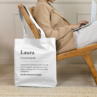 Tote Bag Custom Name Word Definition Modern Funny