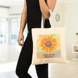 Tote Bag Custom Name Yoga Instructor Sunflower<br><div class="desc">This modern botanical Yoga Instructor Tote Bag is decorated with a yellow sunflower on a watercolor background.
Easily customizable.
Use the Design Tool to change the text size,  style,  or color.
As we create our artwork you won't find this exact image from other designers.
Original Watercolor © Michele Davies.</div>