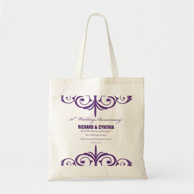Tote Bag Custom Names, 50th Wedding Anniversary to Couple (Devant)
