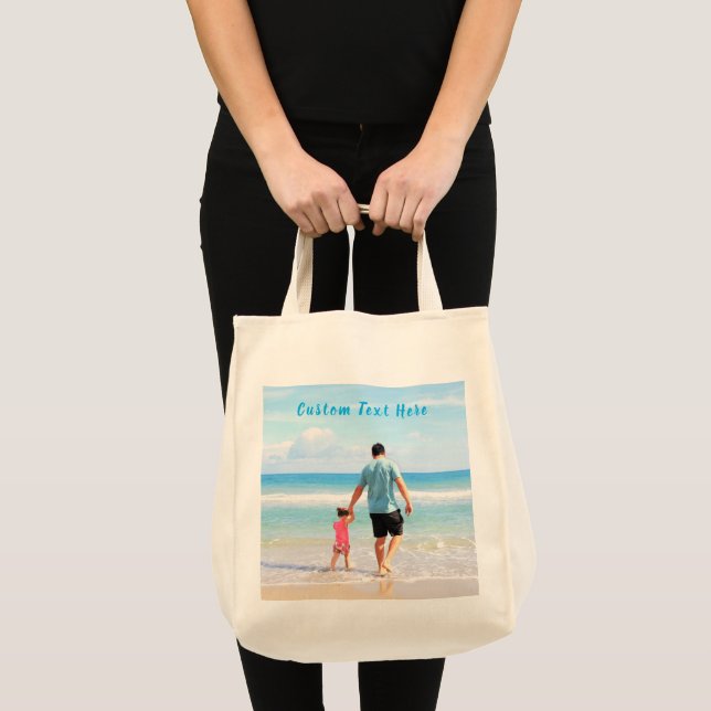 Tote Bag Custom Photo et texte - Your Own Design - Pour pap (Devant (produit))