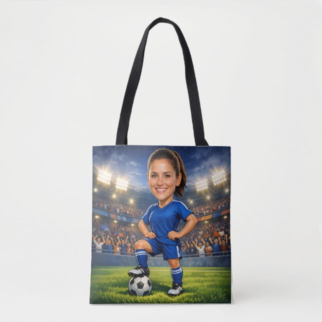 Tote Bag Custom Photo-Face Soccer/Football Star Caricature  (Devant)
