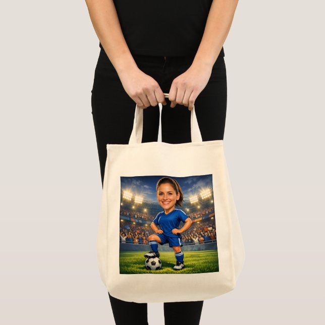 Tote Bag Custom Photo-Face Soccer/Football Star Caricature  (Devant (produit))