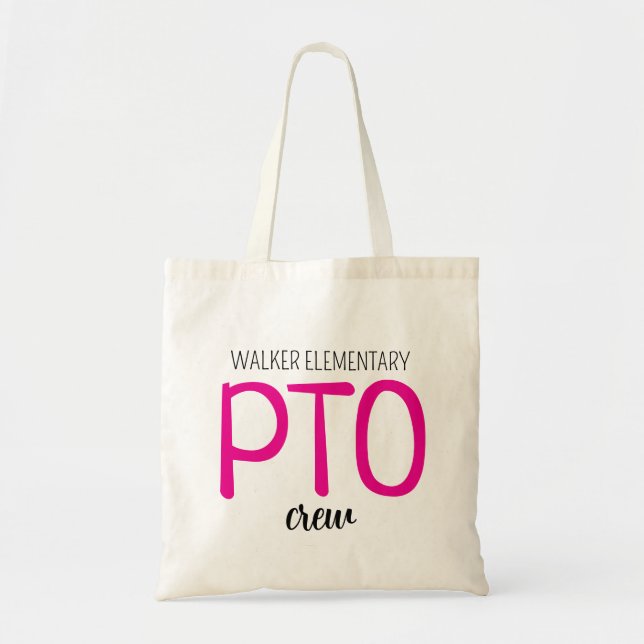 Tote Bag Custom PTO Crew Bag, Parent Teacher Organization T (Devant)