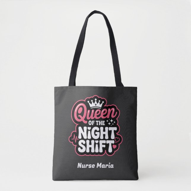 Tote Bag Custom Queen of the Night Shift Pink Nurse Crown (Devant)