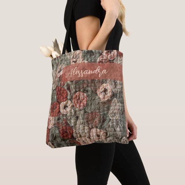 Tote Bag Custom Retro Boho Brown Terracotta Maximalist Chic (De près)