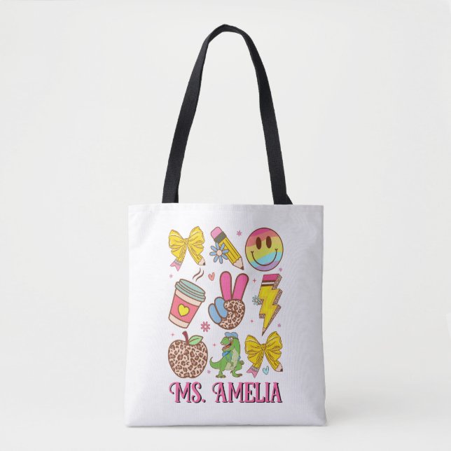 Tote Bag Custom Teacher Bag, Custom Back to School Bag (Devant)