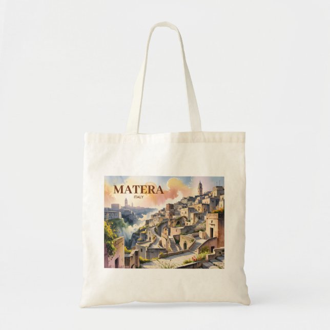 Tote Bag  Custom Text Matera Italy Travel Sassi di Matera (Devant)