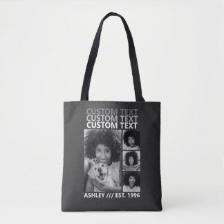 Tote Bag Custom Vintage Create Your Own 4 Photo Collage