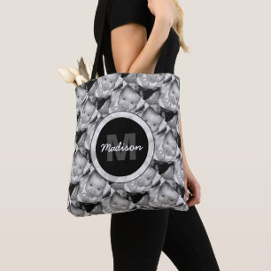 Tote Bag Customisez votre motif photo noir blanc Monogramme