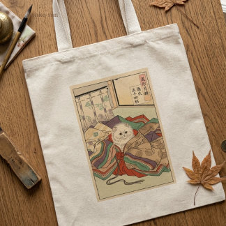Tote Bag CUSTOMJapanese Tale of Genji Heian Cat Art - Ukiyo