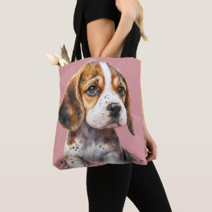 TOTE BAG CUT BROWN & BLANC BEAGLE POPPY CHIEN