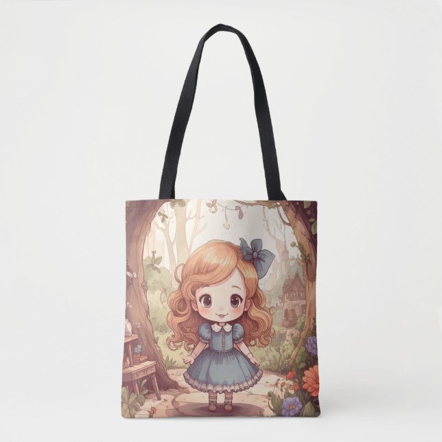 Tote Bag Cute Alice in Wonderland Whimsical Woodland Art (Devant)