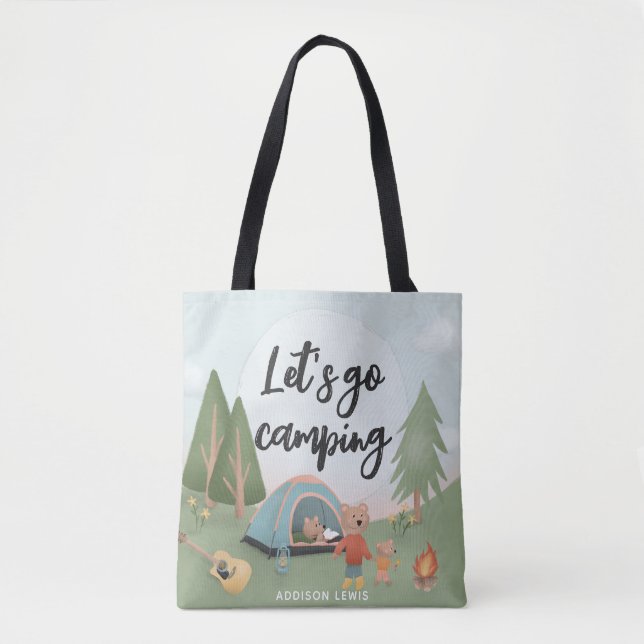 Tote Bag Cute Allons Camping Ours Des Bois (Devant)