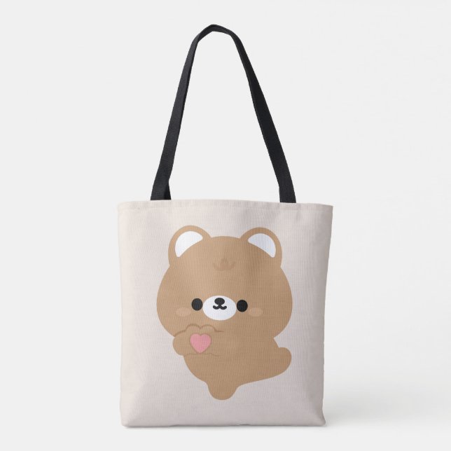 Tote Bag Cute Amour Ours Brown (Dos)