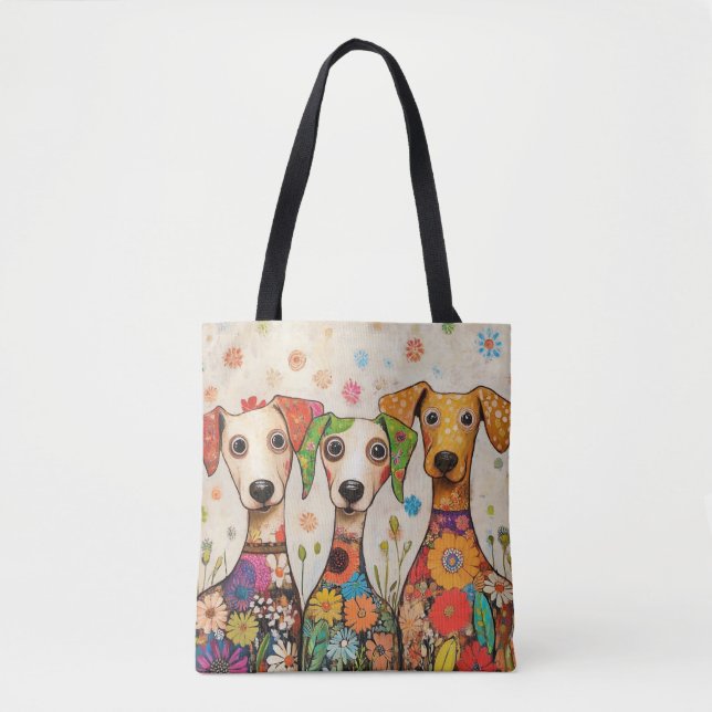 Tote Bag Cute and Colorful Puppies Design (Devant)