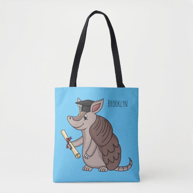 Tote Bag Cute armadillo with graduation cap cartoon  (Devant)