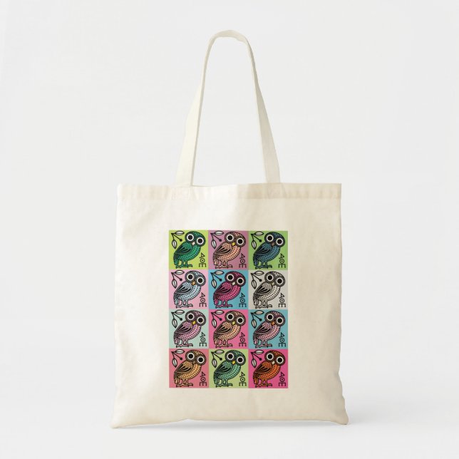 Tote Bag Cute Athenian Owl Pop Art (Devant)