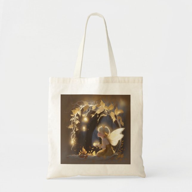 Tote Bag Cute Autumn Fairy with Glowing Flowers (Devant)