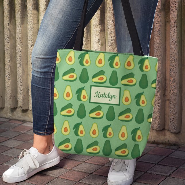 Tote Bag Cute Avocado Lover personnalisé vert (Créateur téléchargé)
