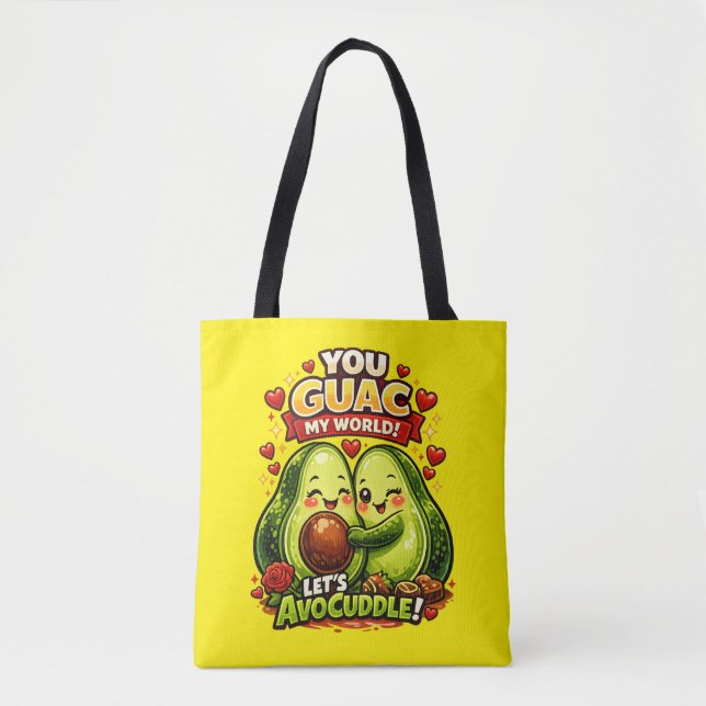 Tote Bag Cute Avocado Valentine’s Love Design, kawaii Love (Devant)