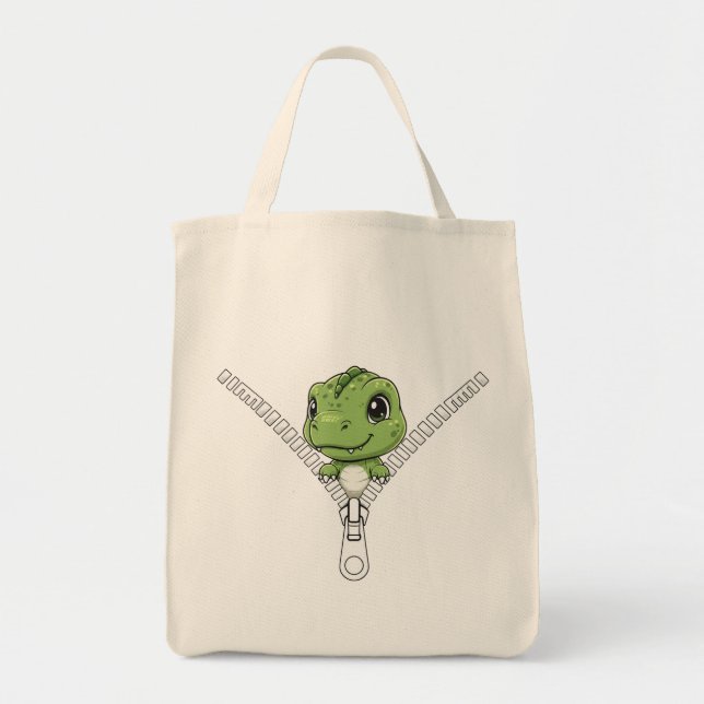 Tote Bag Cute baby dinosaur Peek (Devant)