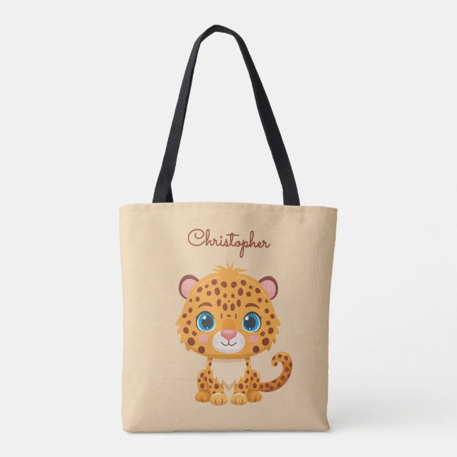 Tote Bag Cute Baby Leopard Safari Animal Kids (Dos)