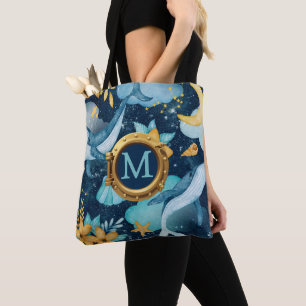 Tote Bag Cute baleine Nautique Bateau Monogramme