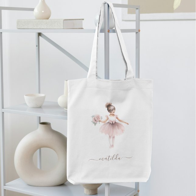 Tote Bag Cute Ballerina Whimsical Girlie Nom (Créateur téléchargé)