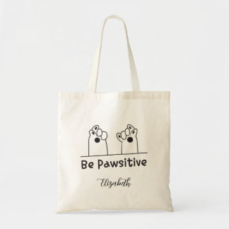 Tote Bag Cute "Be Pawsitive" Chat's Paw