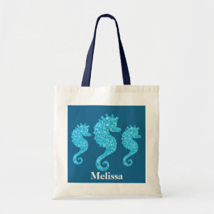 Tote Bag Cute Beach hippocampe ajouter nom fourre-tout