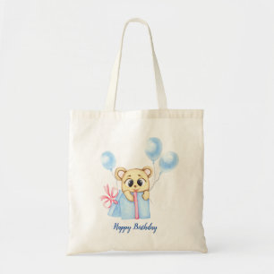 Tote Bag Cute Bear Thème Fête d'anniversaire du garçon
