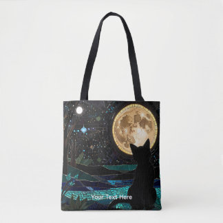 Tote Bag Cute Beautiful Colourful Mosaic Black Cat