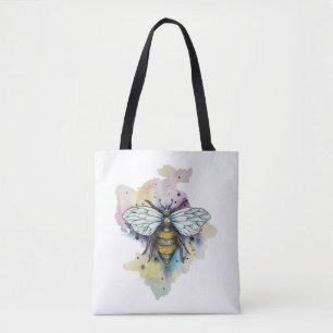 Tote Bag Cute Bee And Rainbow Wash