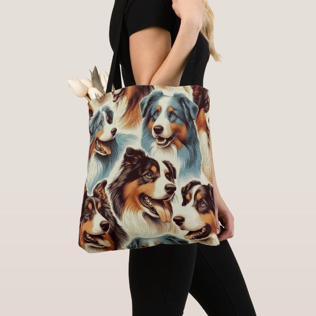 Tote Bag Cute berger australien sans couture (De près)