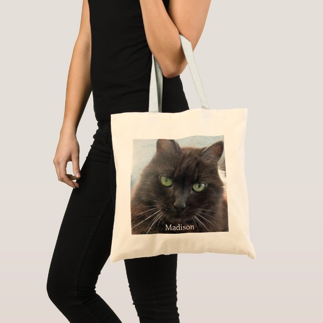 Tote Bag Cute Black Cat Photo personnalisée (Devant (produit))