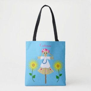 Tote Bag Cute Blonde Pigtails Scarecrow