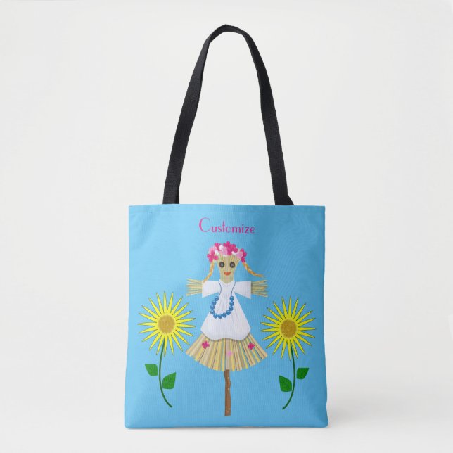 Tote Bag Cute Blonde Pigtails Scarecrow (Devant)