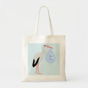 Tote Bag Cute Blue Baby Boy Stork
