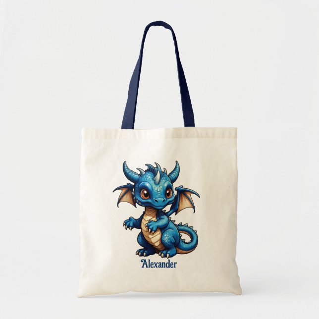 Tote Bag Cute Blue Dragon Personnaliser (Devant)