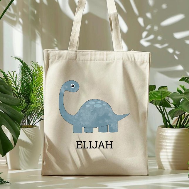 Tote Bag Cute Blue Grey Dinosaure Personnalisé Enfants (Créateur téléchargé)