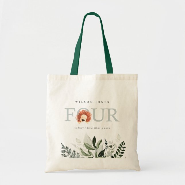 Tote Bag Cute Boho Lion Folith Quatrième fête d'anniversair (Devant)