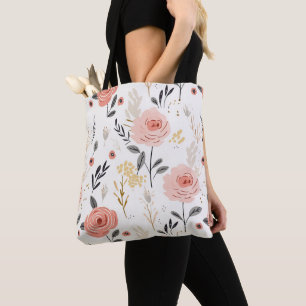 Tote Bag Cute Boho Motif Rose