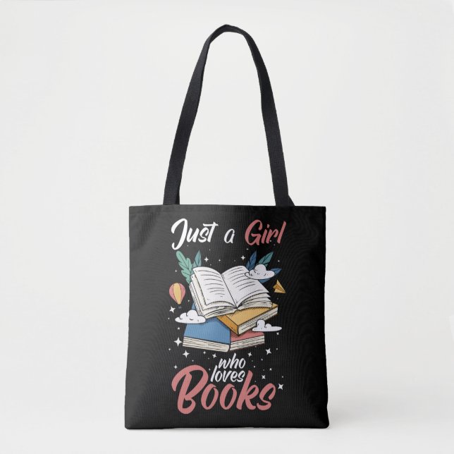 Tote Bag Cute Book Lover Bookworm Future Librarian Girl (Devant)