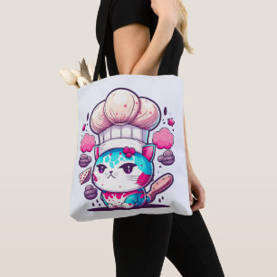 Tote Bag Cute boulangère Chef Chat Kitten avec pain