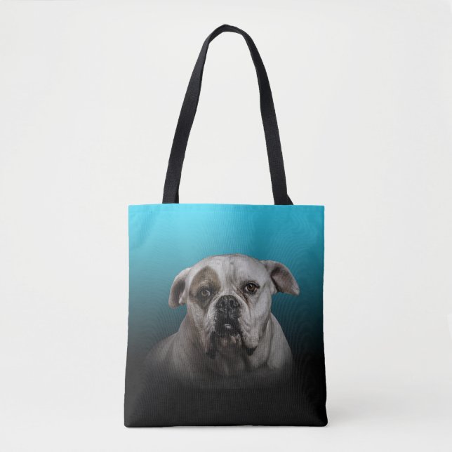 Tote Bag Cute Boxer Dog w Blue Black Gradient arrière - pla (Devant)